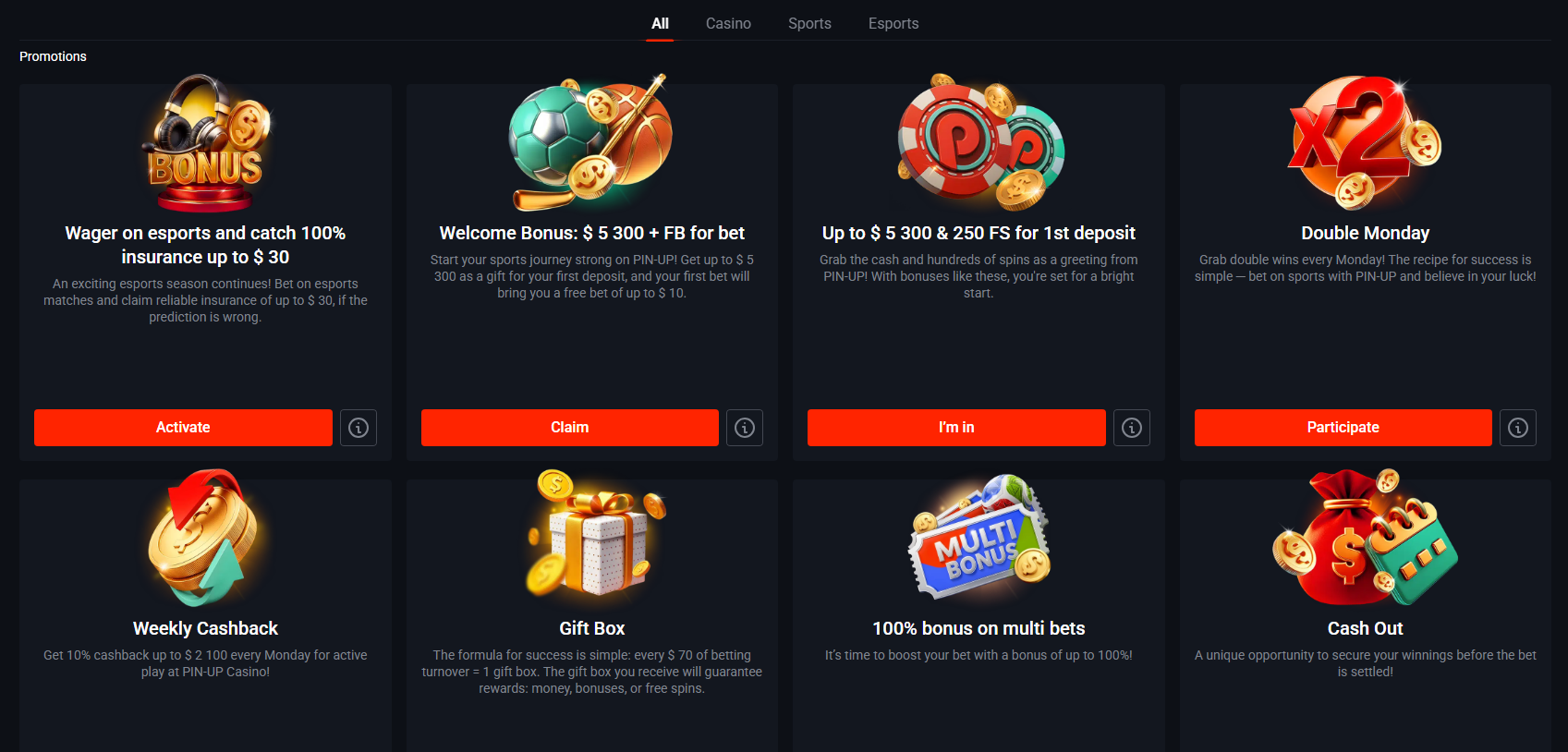 Bônus Pin-Up Brasil para cassino online